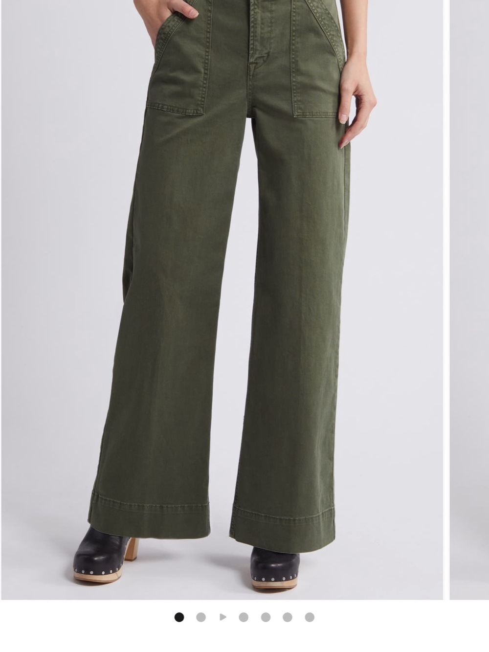 Frame Denim Wide-Leg Utility Pants in Olive